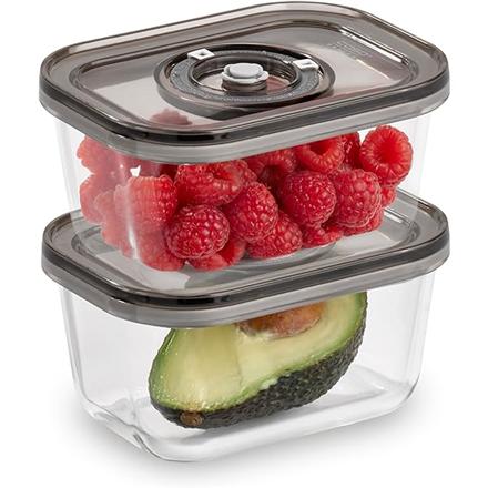 Caso | Glass Vacuum Containers with Plastic Lid (2 pcs) | VacuBoxx Eco-Duo S | Transparent