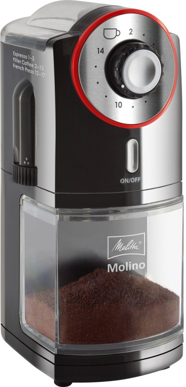 Melitta Molino 100 W Черный, Red, Stainless steel