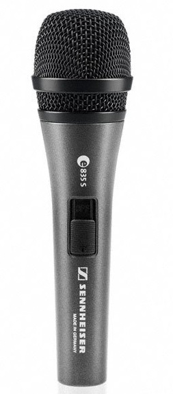 SENNHEISER E 835-S, VOCAL Mikrofon, DYNAMIC, CARDIOID, I/O SWITCH, 3-PIN XLR-M, ANTHRACITE, INCLUDES CLIP AND BAG