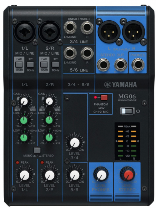 Yamaha MG06 audio mixer 6 channels Black