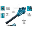 Makita DUB362Z cordless leaf blower 193 km/h Черный, Turquoise 18 V Lithium-Ion (Li-Ion)