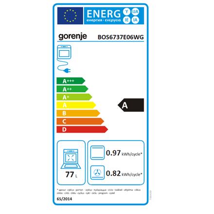Gorenje | Oven | BOS6737E06WG | 77 L | Multifunctional | EcoClean | Mechanical control | Steam function | Height 59.5 cm | Width 59.5 cm | White