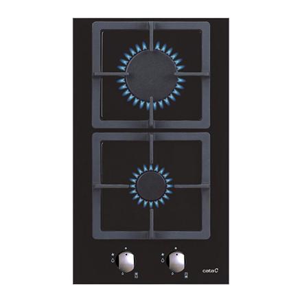 CATA | Hob | SCI 3002 BK | Gas on glass | Number of burners/cooking zones 2 | Rotary knobs | Black
