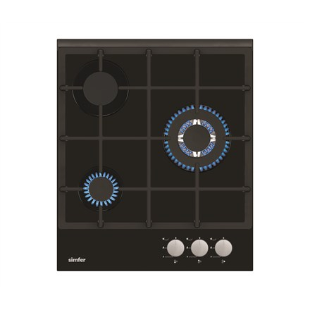 Simfer Hob H4.305.HGSSP Gas on glass Number of burners/cooking zones 3 Rotary knobs Black