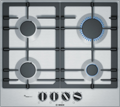 Bosch Serie 6 PCP6A5B90 hob Black, Stainless steel Built-in Gas 4 zone(s)