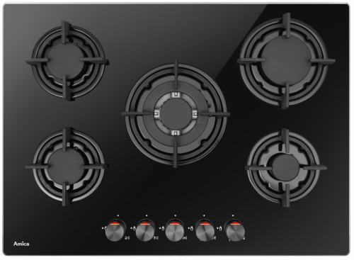 Amica PGCA7101AoB Black Built-in 70 cm Gas 5 zone(s)