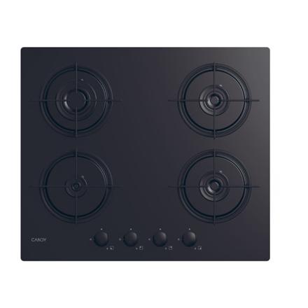 Candy Hob | CVW6BB | Gas on glass | Number of burners/cooking zones 4 | Knobs | Black