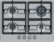 Bosch Serie 4 PGH6B5K90 hob Stainless steel Built-in 58 cm Gas 4 zone(s)