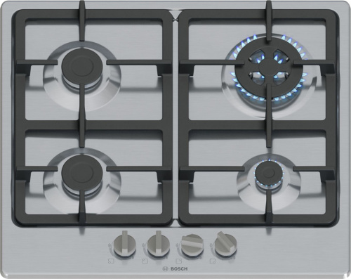 Bosch Serie 4 PGH6B5K90 hob Stainless steel Built-in 58 cm Gas 4 zone(s)