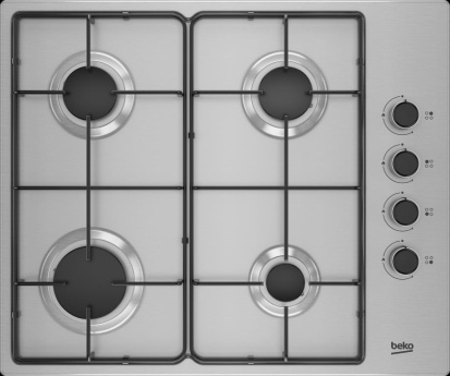 Beko HIBG64120SX 60cm Gas Hob with Side Knob Controls