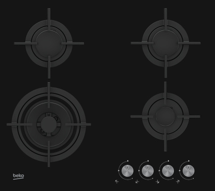 BEKO Hob HILW64222S 60 cm Gas Black
