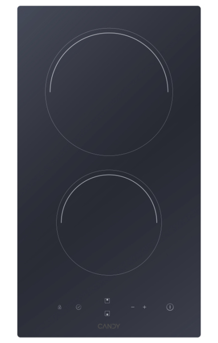 CANDY Ceramic Domino Hob CDH30, 2 cooking zones, Width 28.8 cm, Black color