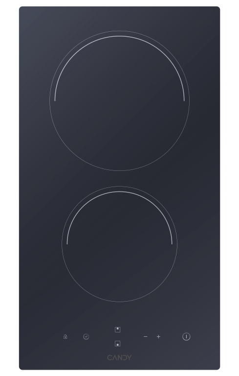 CANDY Ceramic Domino Hob CDH30, 2 cooking zones, Width 28.8 cm, Black color