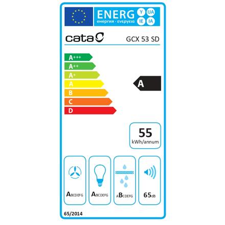 CATA | Hood | GCX 53 SD | Canopy | Energy efficiency class A | Width 53 cm | 750 m³/h | Touch Control | LED | Stainless steel/Gray glass