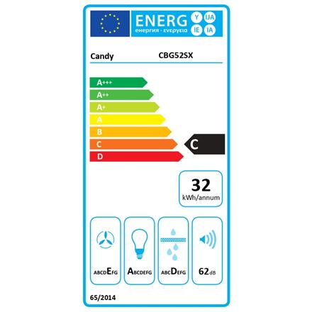 Candy Hood | CBG52SX | Built-in | Energy efficiency class C | Width 52 cm | 168 m³/h | Mechanical | LED | Silver