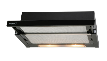 CATA | Hood | TF 2003 600 GBK | Energy efficiency class C | Telescopic | Width 60 cm | 390 m3/h | Mechanical control | Black Glass | LED
