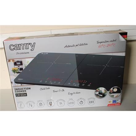 Taastatud. Camry CR 6514 Cooker induction two-burner, Black, DAMAGED PACKAGING | Hob | CR 6514 | Number of burners/cooking zones 2 | LCD Display | Black | DAMAGED PACKAGING | Induction