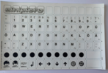 Labels for keyboard Minipicto. Color base white. Color of letters: EST– black.