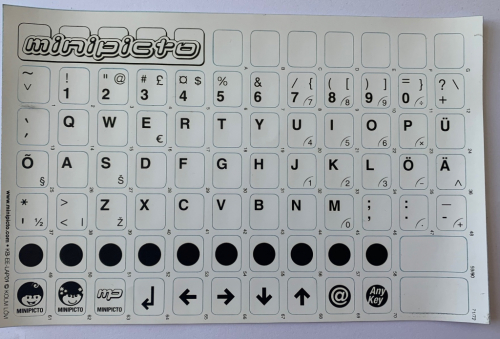 Labels for keyboard Minipicto. Color base white. Color of letters: EST– black.