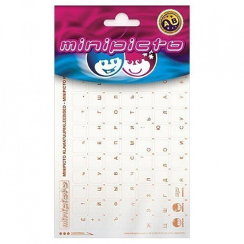 Labels for keyboard Minipicto. Color base - transtarent. Color of letters: RUS - red