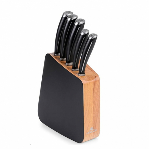 Gerlach Set of Kitchen Knives in a wooden black loft sharp, 5 pcs