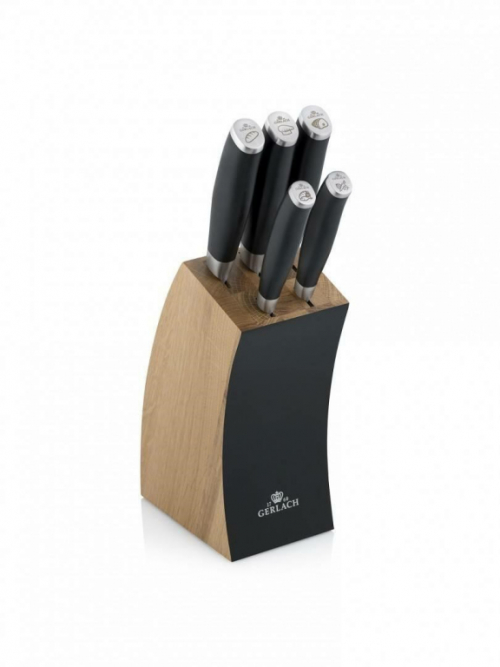 GERLACH. SET OF KNIVES IN A BLOCK OF 5 pcs. DECO BLACK