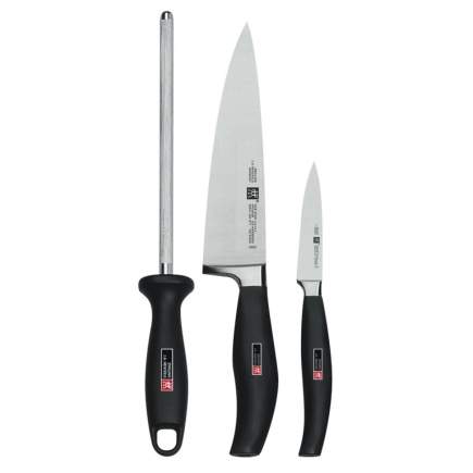 set of 2 knives + Zwilling Five Star sharpener