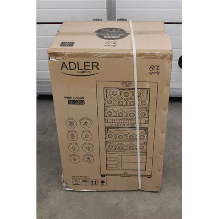 Renew. Adler AD 8080 Wine Cooler, 60L, G, Shelves for 24 bottles, Black | Adler Wine Cooler | AD 8080 | Energy efficiency class G | Free standing | Bottles capacity 24 | Cooling type Compressor | Black | DAMAGED PACKAGING