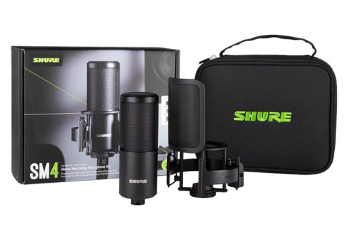 Shure SM4-K-KIT - condenser Microphone, externally polarised, handle, popfilter, case