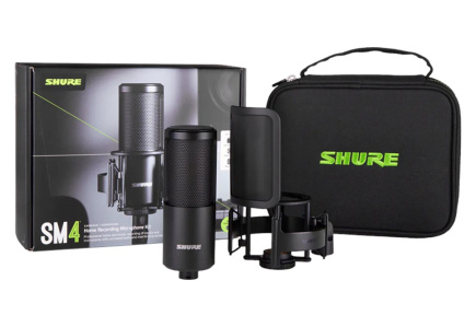 Shure SM4-K-KIT - condenser Microphone, externally polarised, handle, popfilter, case
