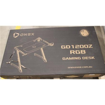 Taastatud. ONEX GD1200Z RGB Gaming Desk w/Cup holder, Kõrvaklapid mikrofoniga hook, Gamepad holder, 114cm(w) | Onex RGB Gaming Desk w/Cup holder, Kõrvaklapid mikrofoniga hook, Gamepad holder, 114cm(w) | GD1200Z | Black | DAMAGED PACKAGING | 12 month(s) ON