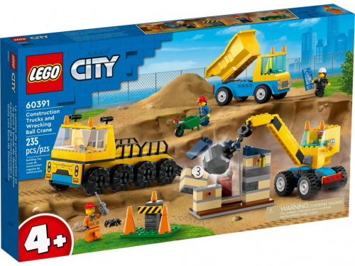 LEGO CITY 60391 CONSTRUCTION TRUCKS AND WRECKING BALL CRANE