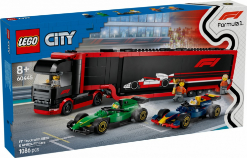 LEGO Bricks City 60445 F1 Truck with RB20 & AMR 24 F1 Cars