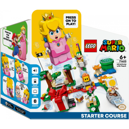 LEGO 71403 Super Mario Abenteuer mit Peach ? Starterset (Baubares Spielzeug mit interaktiver Prinzessinnen Figur. Gelber Toad und Lemmy)