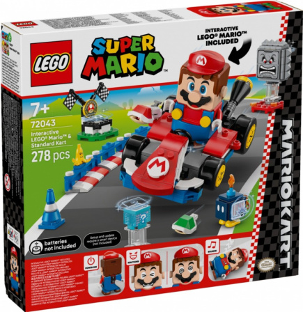 LEGO Klocki Super Mario 72043 Mario Kart - Interaktywna figurka LEGO Mario i Standard Kart