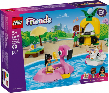 LEGO Klocki Friends 42658 Impreza na basenie z jednorożcem i flamingiem