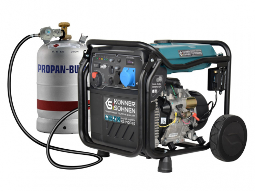 Könner & Söhnen KS 8100iEG engine-generator 8000 W 20 L Liquefied Petroleum Gas (LPG), Petrol Aqua colour, Black