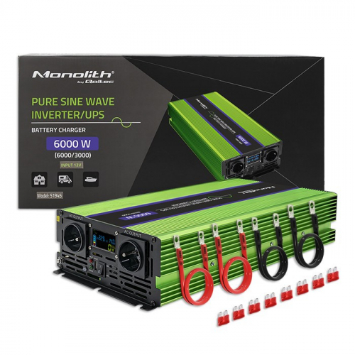 Qoltec Pure Sine Wave Inverter Monolith, 3000W, 6000W