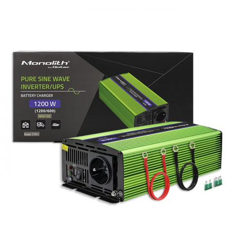 Qoltec Pure Sine Wave Inverter Monolith, 600W, 1200W