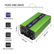 Qoltec Pure Sine Wave Inverter Monolith, 600W, 1200W