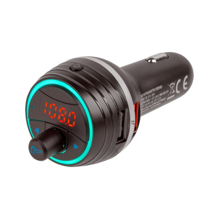 Car FM transmitter with bluetooth function and two USB sockets
