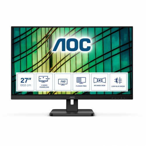 68,6cm/27'' (1920x1020) AOC 27E2QAE 16:9 4ms HDMI VGA DisplayPort VESA Speaker Full HD Black