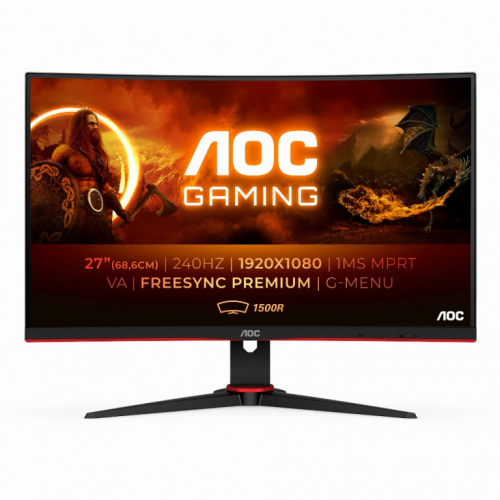 68,6cm/27'' (1920x1080) AOC C27G2ZE Gaming Curved 16:9 0,5ms 240Hz 2xHDMI DisplayPort VESA Full HD Black Red