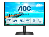 AOC 24B2XDA 23.8inch IPS WLED FHD 1920x1080 16:9 250nit 75Hz 1000:1 4ms HDMI1.4 VGA DVI Headphone out Black