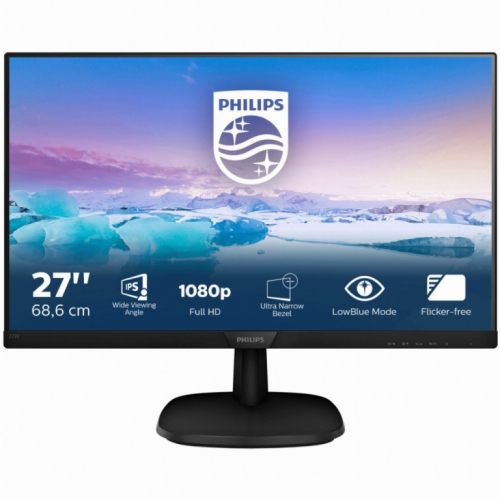 68,6cm/27'' (1920x1080) Philips V-line 273V7QJAB 16:9 5ms HDMI VGA DisplayPort VESA Speaker Full HD Black