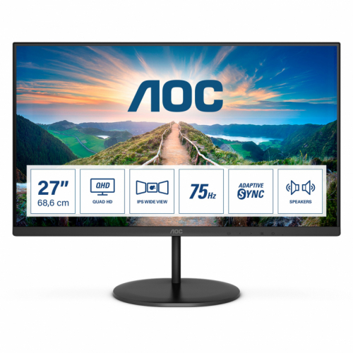 68,6cm/27'' (2560x1440) AOC V4 Q27V4EA 16:9 4ms IPS DP HDMI VESA Speaker QHD Black