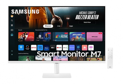 Samsung Monitor 32 inch SMART M70D VA 3840x2160 UHD 16:9 2xHDMI 3xUSB 2.0 1xUSB-C (65W) 4ms 60Hz WiFi/BT głośniki płaski biały 2Yd2d