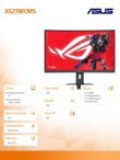 Asus Monitor 27 inches XG27WCMS ROG FHD 280Hz HDMI