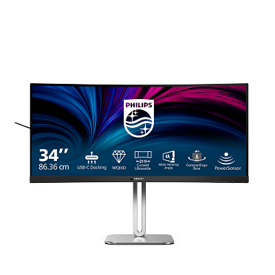 Philips Curved Business WQHD monitor with USB-C, 34’’, 300 cd/m2, HDMI 2.0 x 2, DisplayPort 1.4 x 1, USB-C x 1