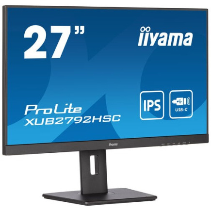 68.6cm/27' (1920x1080) iiyama XUB2792HSC-B5 16:9 4ms IPS HDMI DisplayPort USB-C VESA Pivot Speaker Full HD Black